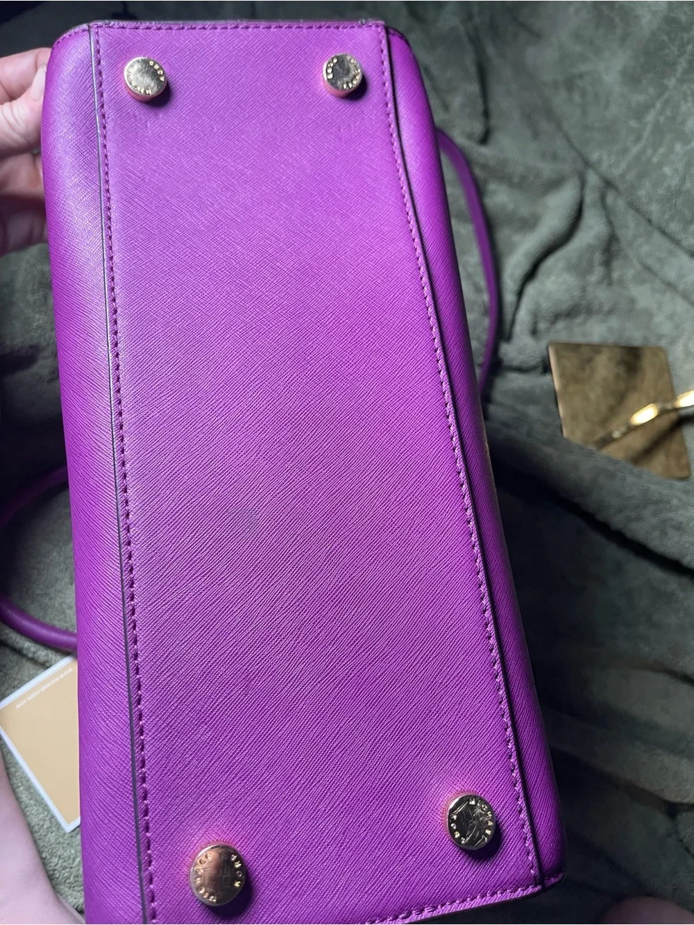 Michael Kors Purple Saffiano Leather Satchel with Gold Hardware
